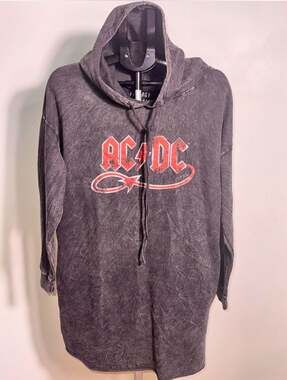 Vintage Canvas AC/DC Acid Wash Hoodie Dress Size L